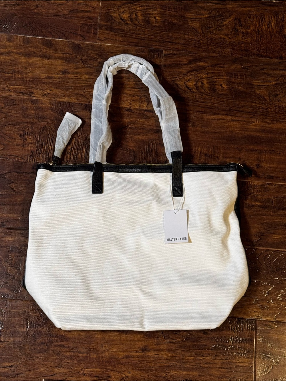 NWT Walter Baker Carly Bag Classic Canvas & Vegan Leather Tote White